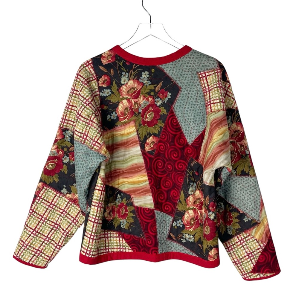 Jerzees Floral Quilt Jacket Large Patchwork Quilt… - image 2